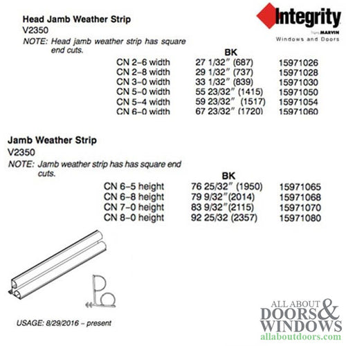 Integrity by Marvin Hinged Door Jamb Weatherstrip Black - Integrity by Marvin Hinged Door Jamb Weatherstrip Black