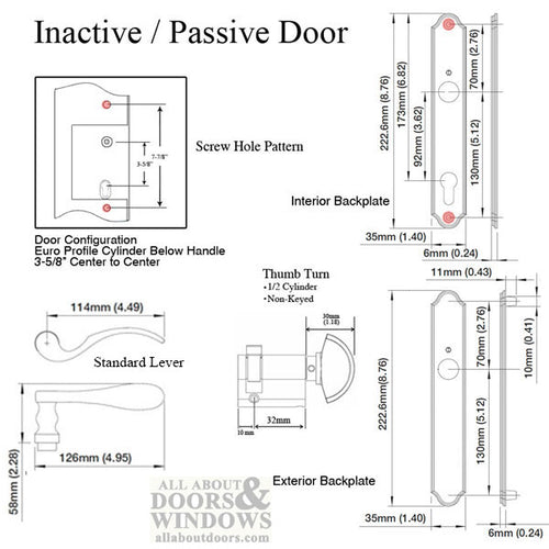 Handleset In-Active M112PL/374 - Brushed Chrome - Handleset In-Active M112PL/374 - Brushed Chrome