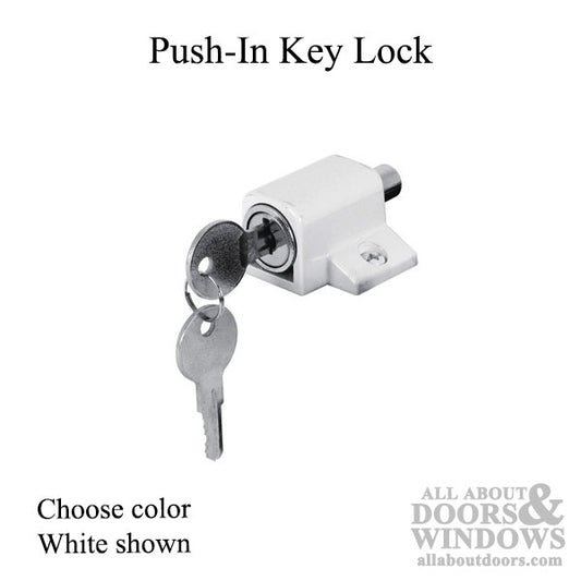 Patio Door Push-in Keyed Lock - Choose Color