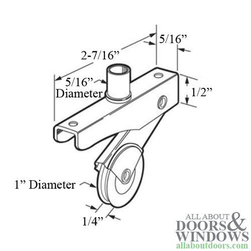 Spring Loaded Roller Assembly with 1 Inch Steel Wheel for Sliding Screen Door - Spring Loaded Roller Assembly with 1 Inch Steel Wheel for Sliding Screen Door