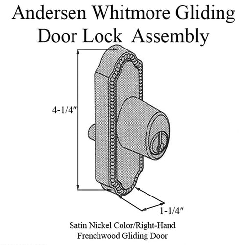 Andersen Frenchwood Gliding Door - Keyed Lock - Right Hand - Satin Nickel - Andersen Frenchwood Gliding Door - Keyed Lock - Right Hand - Satin Nickel