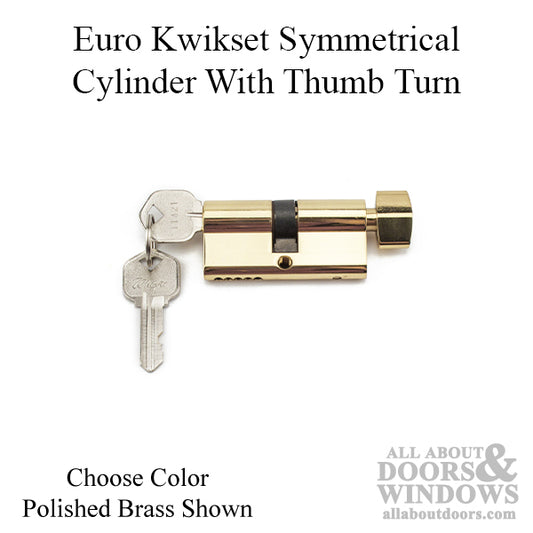 Active Keyed 32 / 32 Euro Kwikset Symmetrical Cylinder w/ Thumb Turn - Choose Color