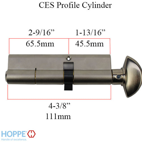 CES 45.5/65.5, 11mm, 90° Keyed Euro profile cylinder - CES 45.5/65.5, 11mm, 90° Keyed Euro profile cylinder