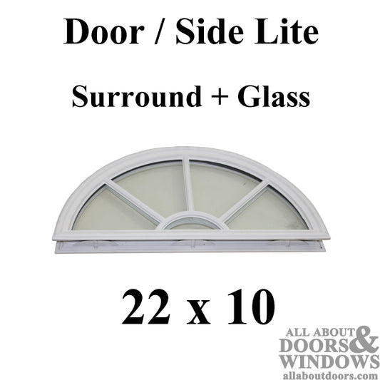 Half-Round door lite surround 22 x 10 x 1/2 glass wagon wheel external muntins