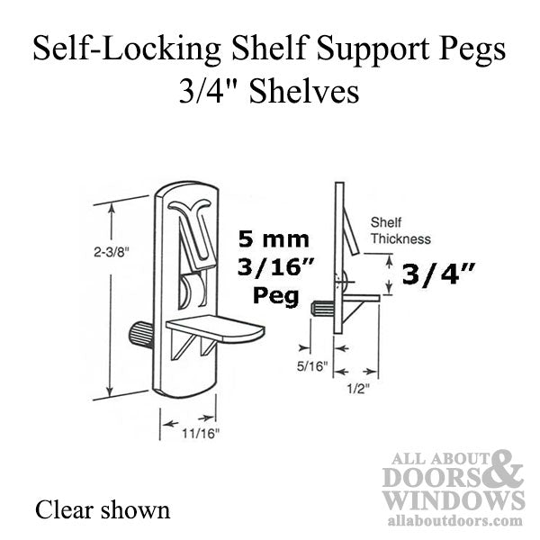 5mm Self-Locking Shelf Peg, 3/4 Inch - 6 Pack - 5mm Self-Locking Shelf Peg, 3/4 Inch - 6 Pack