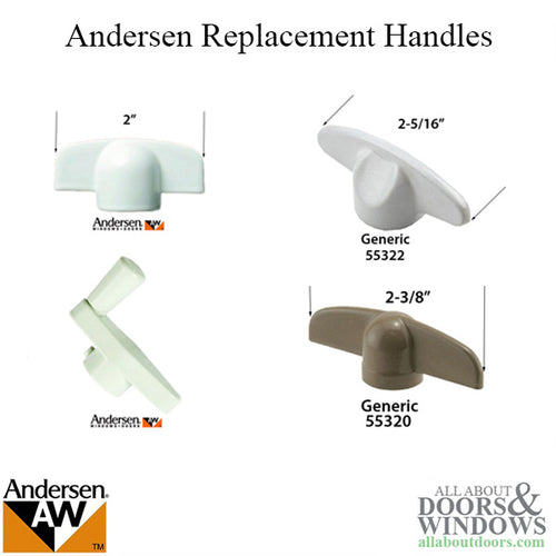 Andersen Casement Window Crank/Handle - T/Metal - White - Andersen Casement Window Crank/Handle - T/Metal - White