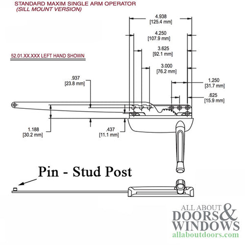 Truth Maxim 52.01 Single arm casement operator, Right Hand - Truth Maxim 52.01 Single arm casement operator, Right Hand