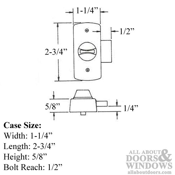 Inside Storm Door Deadbolt 0.25 Inch Offset 0.5 Inch Throw 1.75 Inch Hole Spacing - Inside Storm Door Deadbolt 0.25 Inch Offset 0.5 Inch Throw 1.75 Inch Hole Spacing