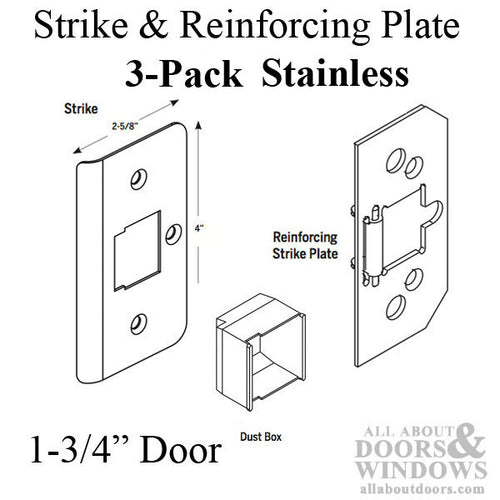 Trilennium Strike Kit 3 strikes, Reinforcement plates & Screws - 1-3/4