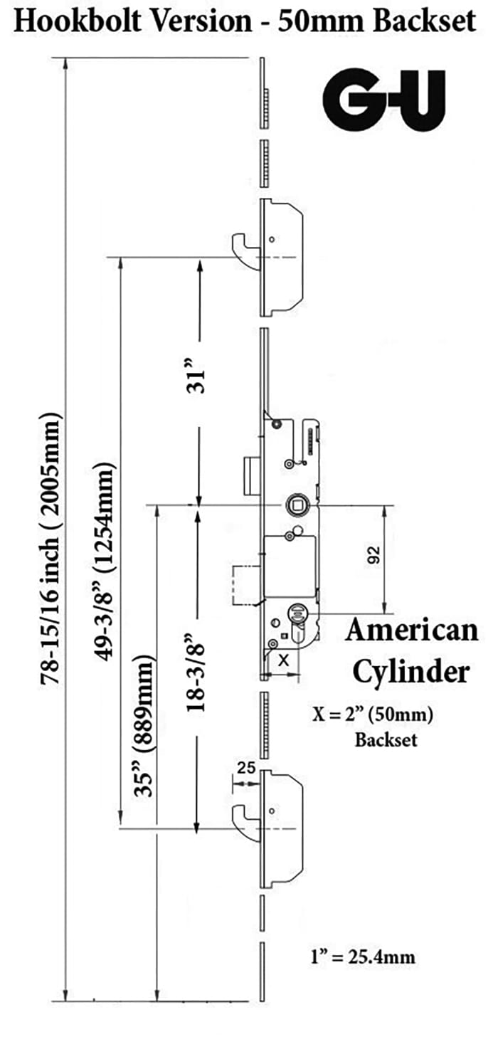 Rhino 50/92 Active 3-Point Hook Bolt , G-U / Ferco - Silver Ferguard - Rhino 50/92 Active 3-Point Hook Bolt , G-U / Ferco - Silver Ferguard