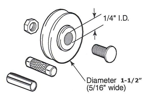 Sliding Patio Door Roller Pair Steel Ball Bearing 1-1/4