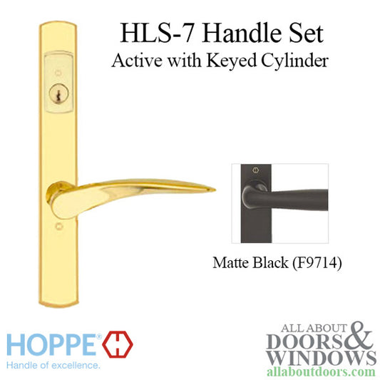 HOPPE HLS7 Handle Set with Rodos Lever Keyed Active Matte Black