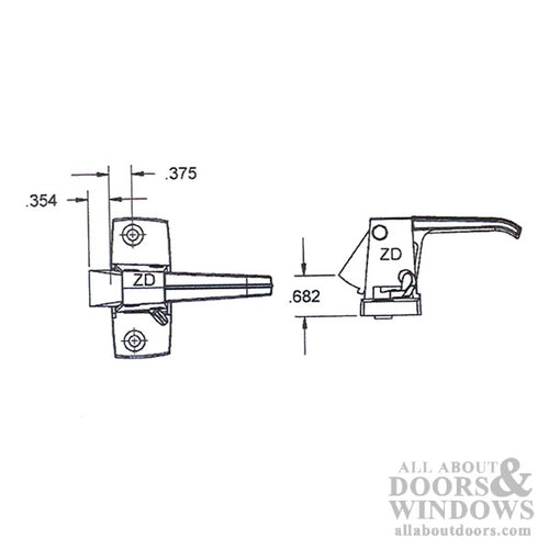 Inside Storm Door Handle, ZD Flat Slot - Brown - Inside Storm Door Handle, ZD Flat Slot - Brown