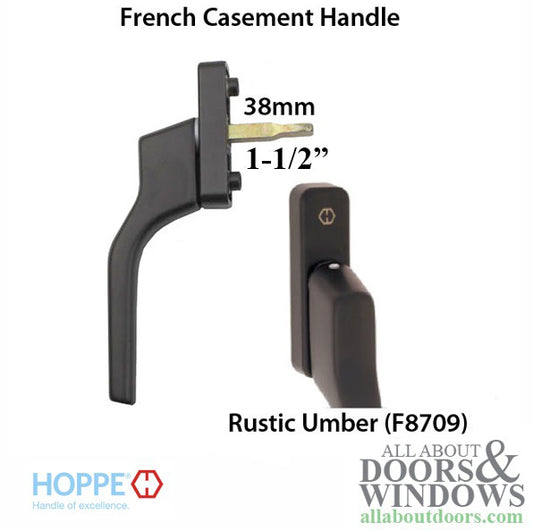 HOPPE French Casement Handle - 38mm Shaft, Metallic Brown Matte Finish