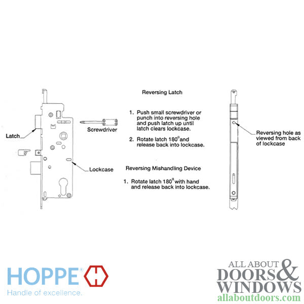 Hoppe Mortise Lock, 16mm, 70/92 Single Point Lock (SPL) 1