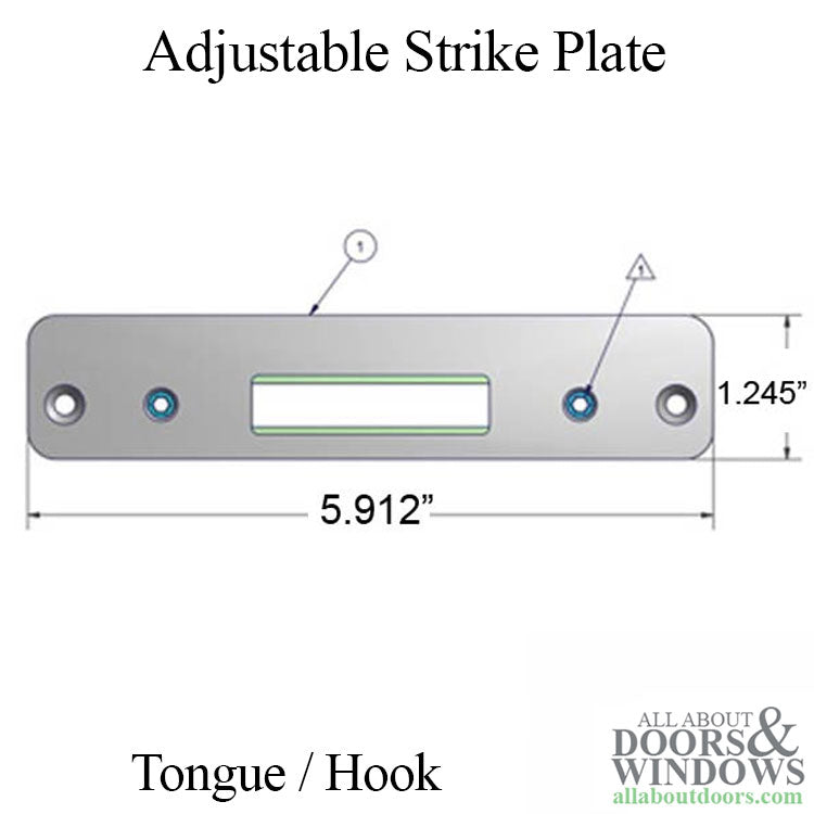 Adjustable Strike Plate, Flat Tongue / Hook - Stainless Steel - Adjustable Strike Plate, Flat Tongue / Hook - Stainless Steel