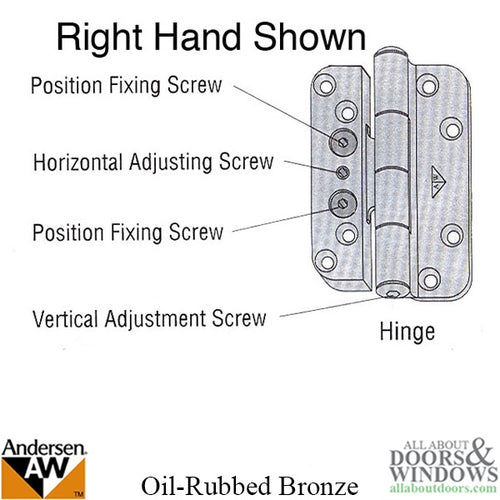 Discontinued - Andersen 1992-2005 Hinge, Right Hand -  Oil Rubbed Bronze - Discontinued - Andersen 1992-2005 Hinge, Right Hand -  Oil Rubbed Bronze