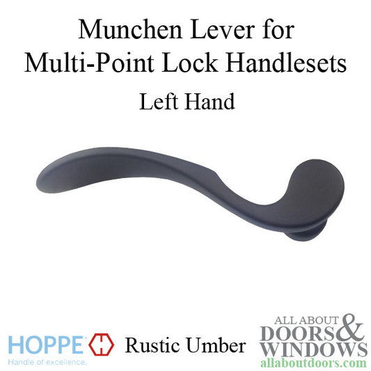 Munchen Lever Handle for Left Handed Multipoint Lock Handlesets - Rustic Umber