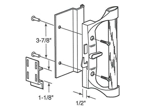 Rylock Patio Door Handle, Surface Mount- DISCONTINUED - Rylock Patio Door Handle, Surface Mount- DISCONTINUED