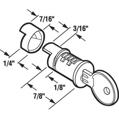 Discontinued - Cylinder Lock, Sliding Patio Door, Wafer Catch, 1-1/8-inch to 1-1/4-inch Door - Discontinued - Cylinder Lock, Sliding Patio Door, Wafer Catch, 1-1/8-inch to 1-1/4-inch Door