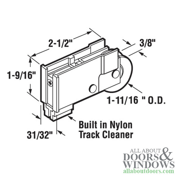 1-11/16 Nylon Wheel, Roller Assembly - 1-11/16 Nylon Wheel, Roller Assembly