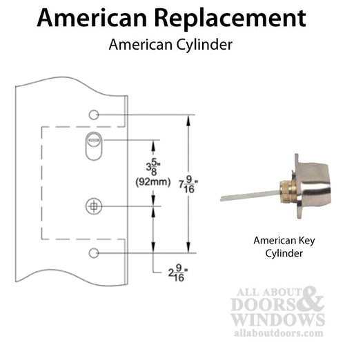 Multipoint Trim, 1-1/2 x 11 inch, American Cylinder Stainless Steel Handleset, Choose Options - Multipoint Trim, 1-1/2 x 11 inch, American Cylinder Stainless Steel Handleset, Choose Options