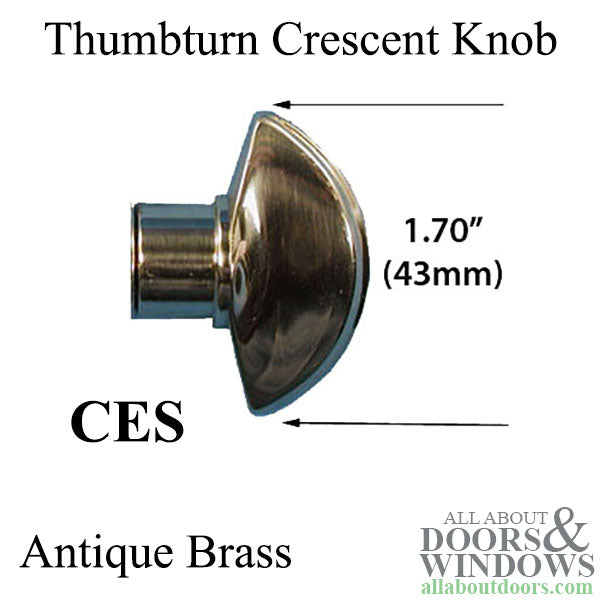 Thumbturn only, CES  Crescent Cylinder Knob - Antique Brass - Thumbturn only, CES  Crescent Cylinder Knob - Antique Brass