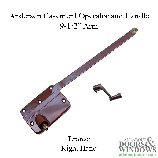 Discontinued Andersen Right Hand Operator and Handle, 9-1/2 Inch Arm, Round Shoe - Bronze - Discontinued Andersen Right Hand Operator and Handle, 9-1/2 Inch Arm, Round Shoe - Bronze