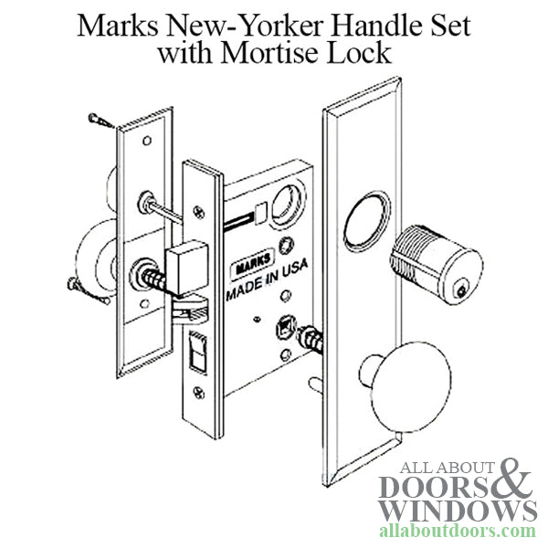 Marks New Yorker Entrance Handle Set Right Handed Door Handle With Lock - Marks New Yorker Entrance Handle Set Right Handed Door Handle With Lock