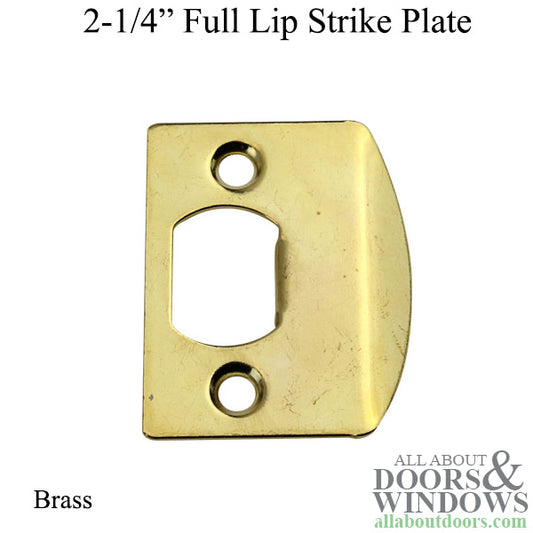 2-1/4" Full Lip Strike Plate with Adjustable Tab - Brass