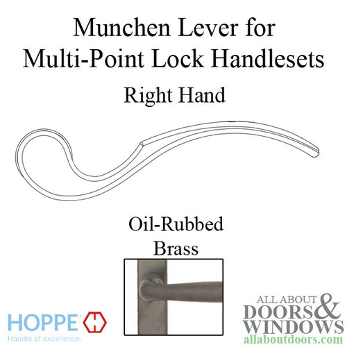 Munchen Lever Handle for Right Handed Multipoint Lock Handlesets - Oil-Rubbed Brass - Munchen Lever Handle for Right Handed Multipoint Lock Handlesets - Oil-Rubbed Brass