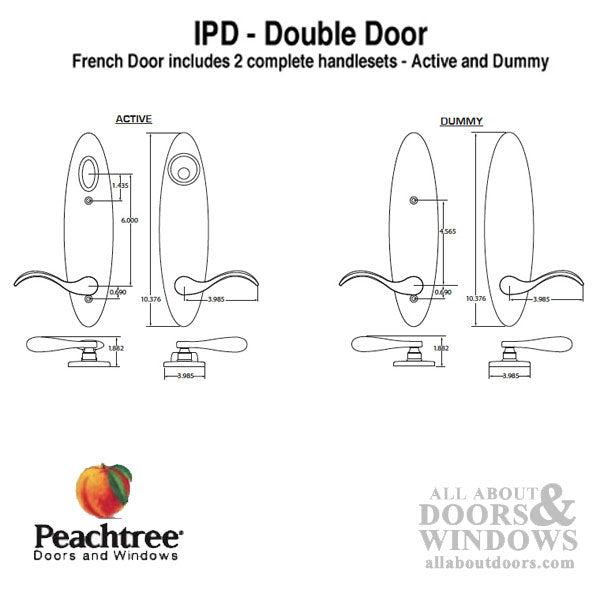 Citadel Peachtree Swing Double Door Handles - Polished Brass - Citadel Peachtree Swing Double Door Handles - Polished Brass