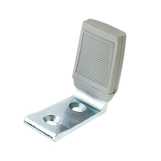 Wrought Steel Floor Stop with Resilient Rubber Bumper Brushed Aluminum