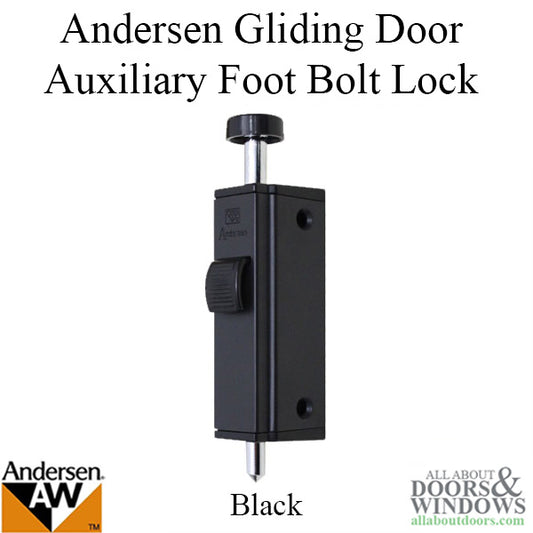 Andersen Auxiliary Foot Bolt Lock for Frenchwood Sliding Door Black