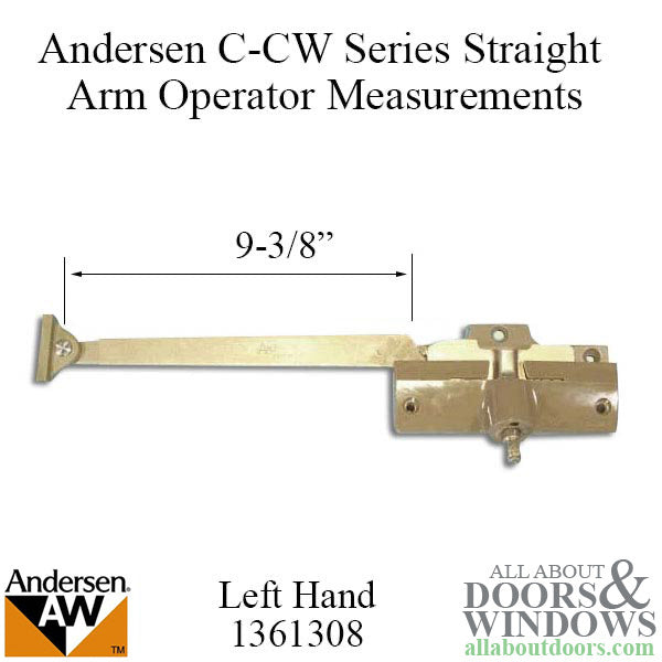 Andersen Window Straight Arm Operator Left Hand 9-3/8 Inch Stone - Andersen Window Straight Arm Operator Left Hand 9-3/8 Inch Stone