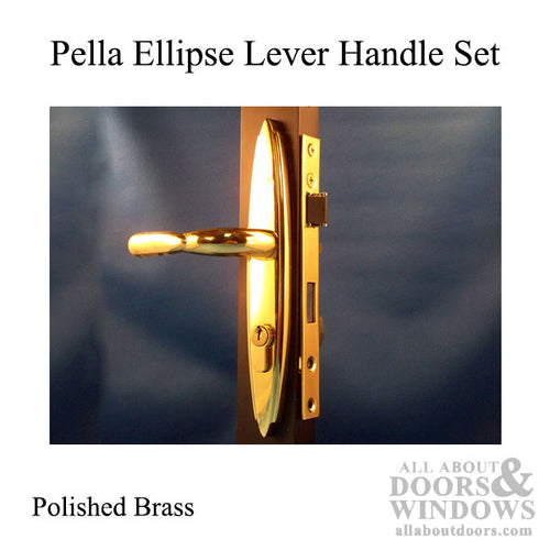 Pella Select Ellipse Lever Handleset Polished Brass - Pella Select Ellipse Lever Handleset Polished Brass