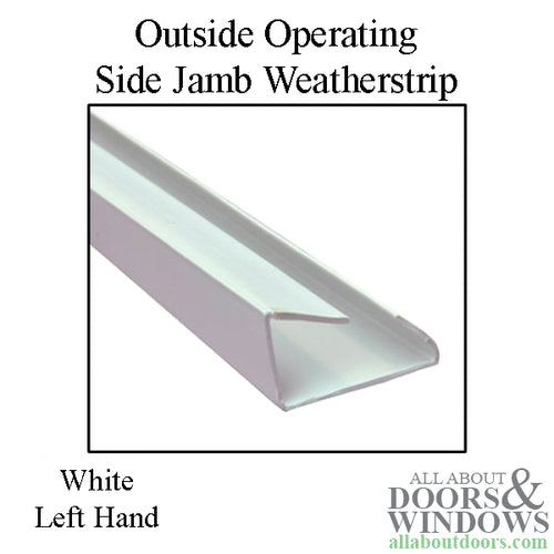 Andersen Perma-Shield Side Jamb Weatherstrip, LH Outside Operating Panel - White - Andersen Perma-Shield Side Jamb Weatherstrip, LH Outside Operating Panel - White