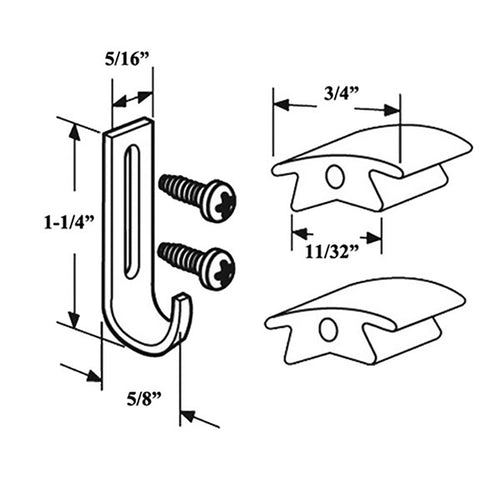 Steel Latch Strike with 2 Vinyl Top Guides for Sliding Screen Door - Steel Latch Strike with 2 Vinyl Top Guides for Sliding Screen Door