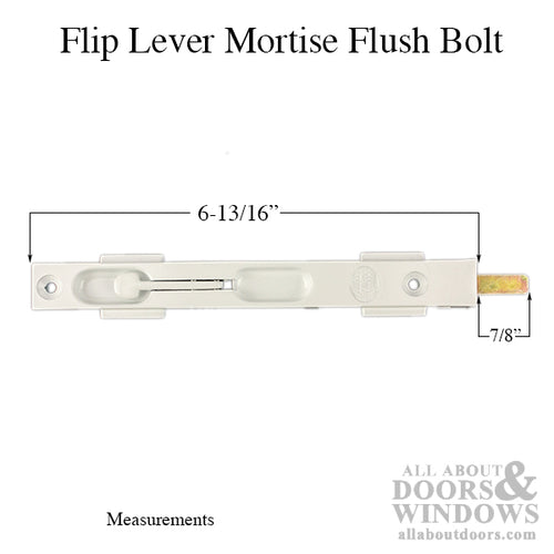 Flip Lever Mortise Flush Bolt for Aluminum T-Astragal  - White - Flip Lever Mortise Flush Bolt for Aluminum T-Astragal  - White