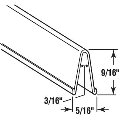 Patio Glass Door V  track, 9/16  inch - 96 inch - stainless stee - Patio Glass Door V  track, 9/16  inch - 96 inch - stainless stee