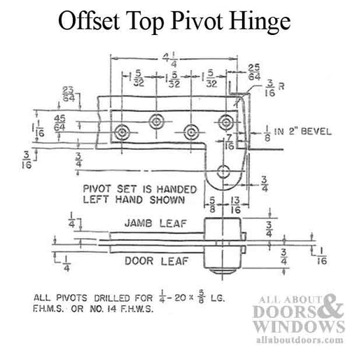 3/4 inch offset Top Pivot hinge, Right Hand - Satin Chrome US26D - 3/4 inch offset Top Pivot hinge, Right Hand - Satin Chrome US26D