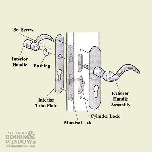 Pella Storm Door hardware with curved handle and  Mortise Lock - Choose Color - Pella Storm Door hardware with curved handle and  Mortise Lock - Choose Color