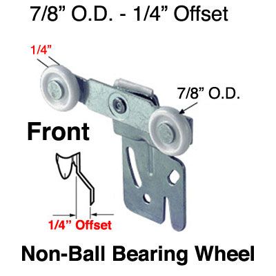 Front Tandem Closet Door Rollers 7/8 Inch Diameter 1/4 Inch Offset
