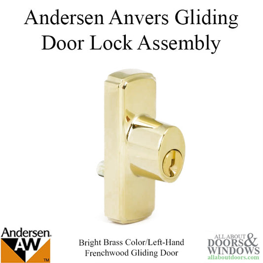 Andersen Frenchwood Gliding Door Anvers Keyed Lock - Left Hand - Bright Brass