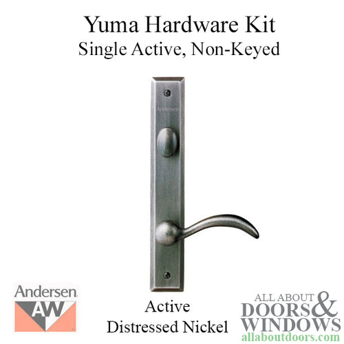 Andersen Yuma Single Door Hardware Kit - Active, Non-Keyed - Distressed Nickel - Andersen Yuma Single Door Hardware Kit - Active, Non-Keyed - Distressed Nickel