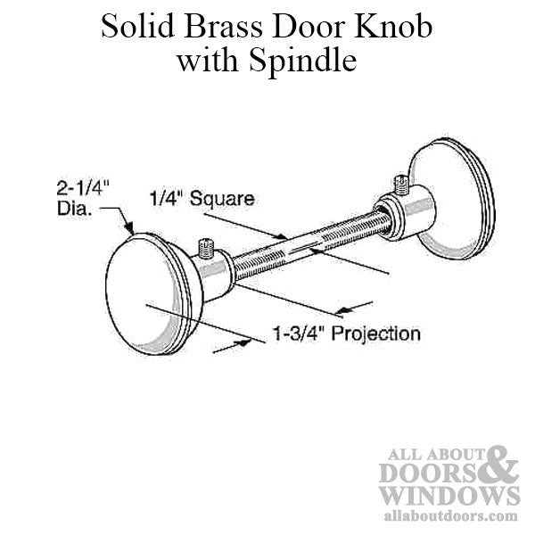 Brass Plated Door Knob with Spindle - Brass Plated Door Knob with Spindle