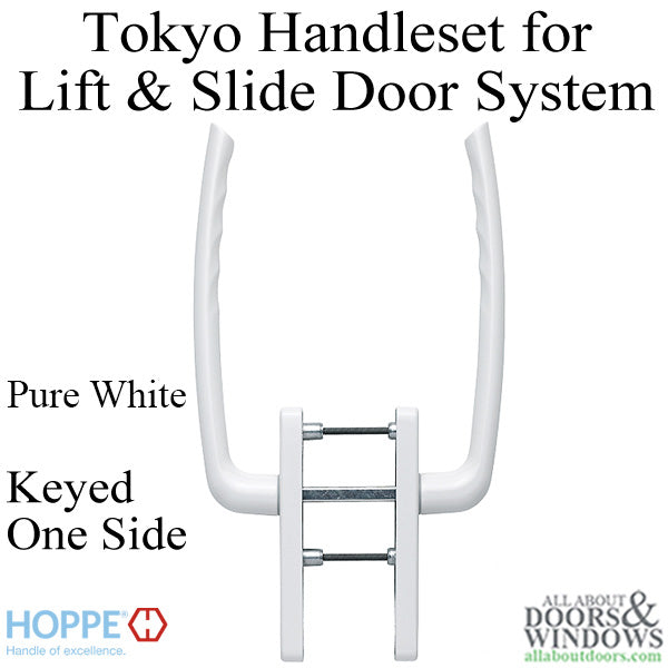 Tokyo Handleset for Active Lift and Slide Door System, Keyed One Side - Pure White - Tokyo Handleset for Active Lift and Slide Door System, Keyed One Side - Pure White