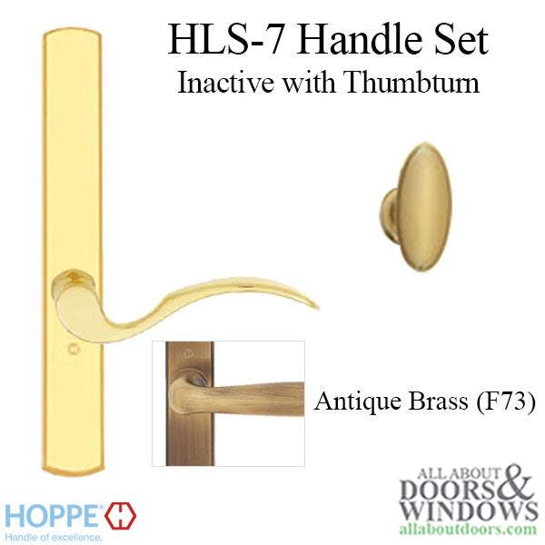 HOPPE HLS7 Handle Set with Munchen Lever Non Keyed Inactive Antique Brass - HOPPE HLS7 Handle Set with Munchen Lever Non Keyed Inactive Antique Brass