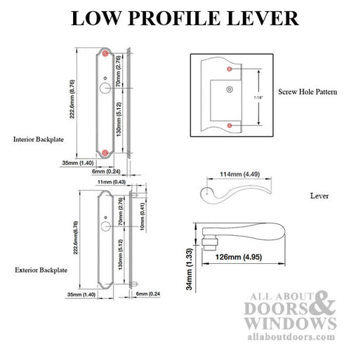 Hoppe Fixed Dummy Low Profile lever set- Pair, Right Hand -  Brushed Chrome - Hoppe Fixed Dummy Low Profile lever set- Pair, Right Hand -  Brushed Chrome