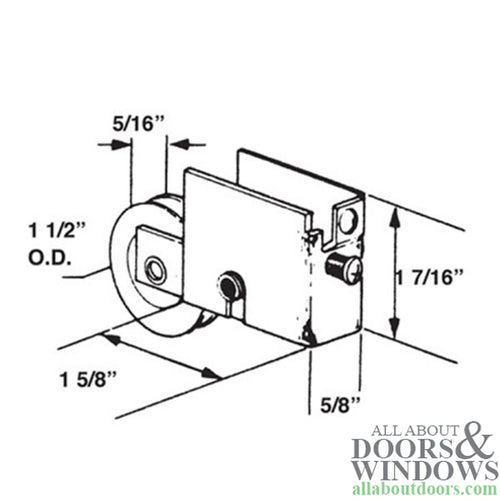Roller Assembly for Sliding Patio Door with Adjustable Steel Housing Assembly 1.5 Inch Nylon Ball Bearing Wheel Diameter - Roller Assembly for Sliding Patio Door with Adjustable Steel Housing Assembly 1.5 Inch Nylon Ball Bearing Wheel Diameter